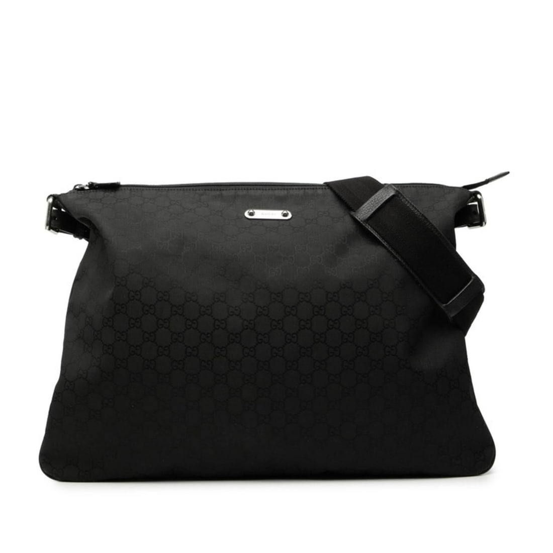 Gucci GG Nylon Crossbody Shoulder Bag in Black and Leather for Women: --- Catalog ---Category: SizeSize (HxWxD): 35cm x 47cm x 1cm / 13.77'' x 18.5'' x 0.39''Category: DesignType: Shoulder bagColor: BlackGender: WomenMaterial: Nylon , Leather Category: GeneralBrand: Guc