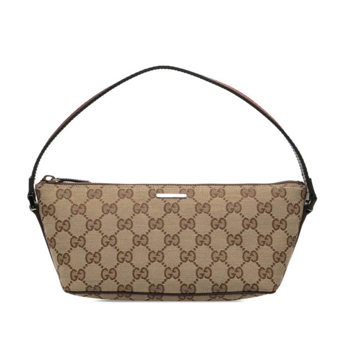 Gucci GG Canvas Sherry Line Accessory Pouch Handbag 141809 Beige Brown Leather Women's GUCCI (1 of 10)