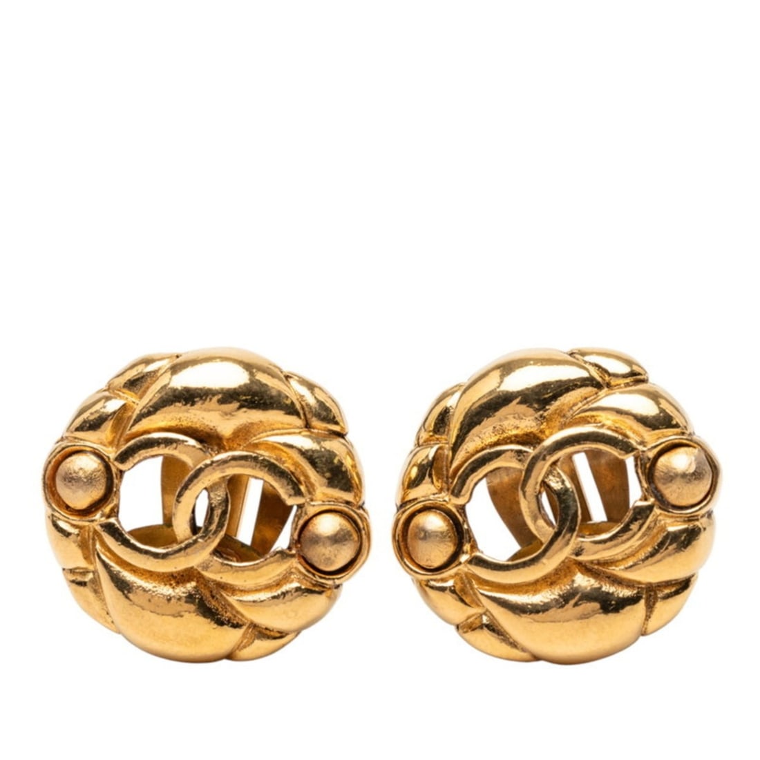 CHANEL Coco Mark Vintage Earrings, Gold Plated, Women's: --- Catalog ---Category: SizeSize (HxWxD): 22.00mm x 23.50mm / 0.87'' x 0.93''Category: DesignType: Clip earringsColor: GoldGender: WomenCategory: GeneralBrand: Chanel--- Item List ---Section: Conditi