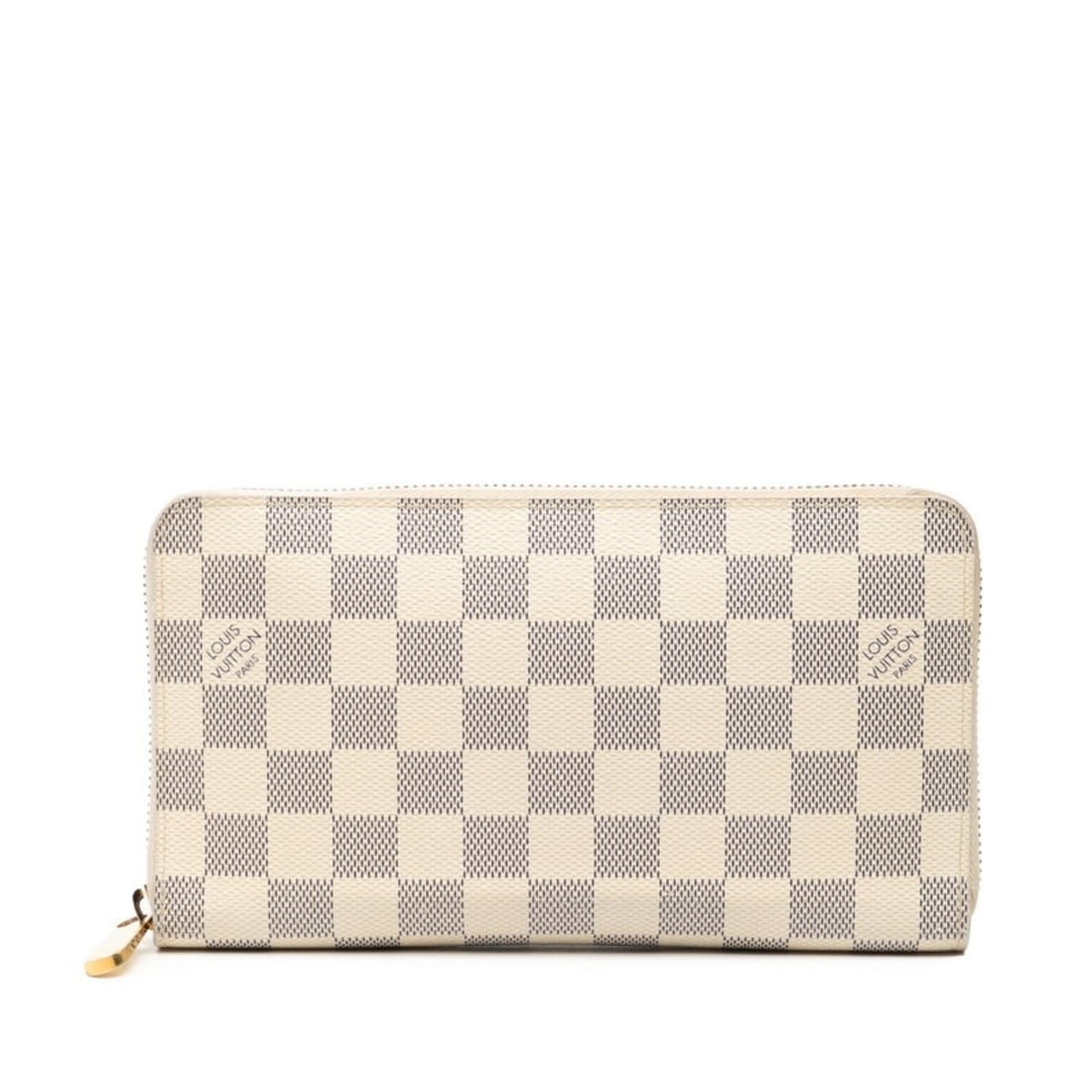Louis Vuitton Damier Azur Zippy Organizer Round Zipper Long Wallet N60012 White Leather Women's: --- Catalog ---Category: SizeSize (HxWxD): 11cm x 19.5cm x 2.5cm / 4.33'' x 7.67'' x 0.98''Category: DesignType: Long wallet (bi-fold)Color: WhiteGender: WomenMaterial: PVC , Leather Category: General