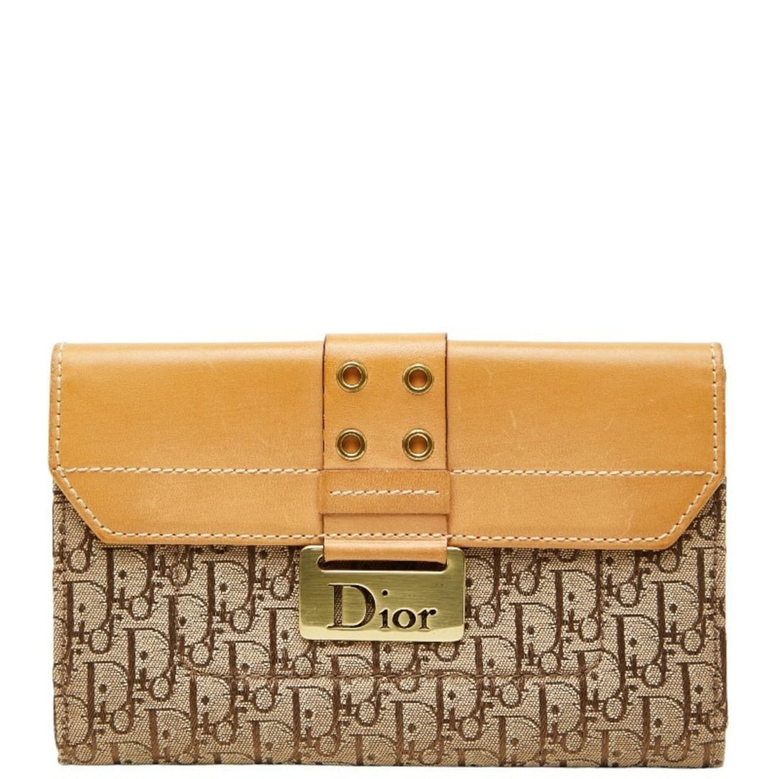 Christian Dior Dior Trotter Long Wallet Beige Brown Canvas Leather Women's: --- Catalog ---Category: SizeSize (HxWxD): 10.5cm x 16cm x 2cm / 4.13'' x 6.29'' x 0.78''Category: DesignType: Long wallet (bi-fold)Color: Beige, BrownGender: WomenMaterial: Canvas , Leather Category: