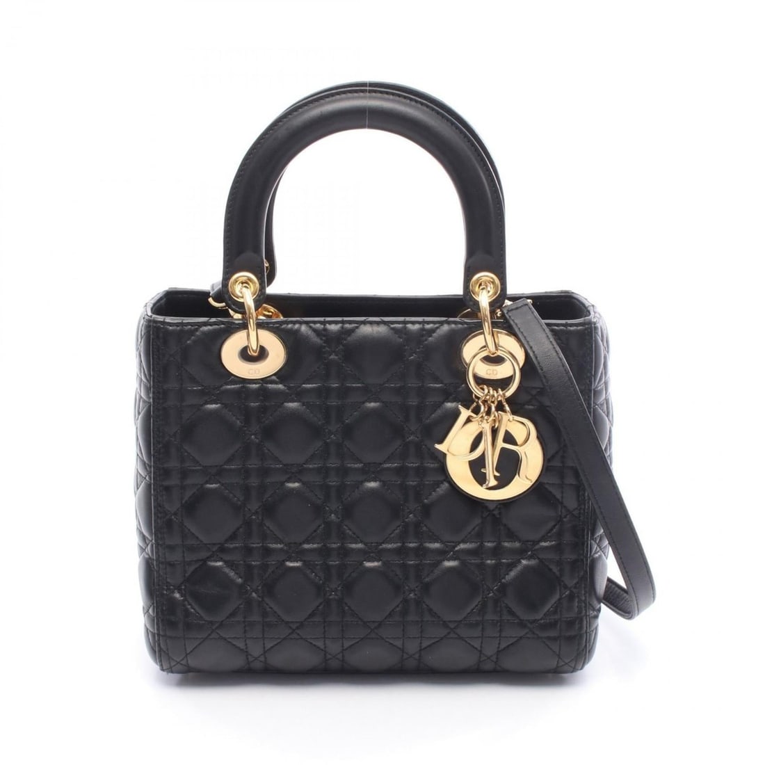 Christian Dior Dior Lady Cannage handbag, leather, women's, black: --- Catalog ---Category: SizeSize (HxWxD): 20cm x 24cm x 11cm / 7.87'' x 9.44'' x 4.33''Category: DesignType: HandbagColor: BlackGender: WomenMaterial: Leather Category: GeneralBrand: Christian Dior--