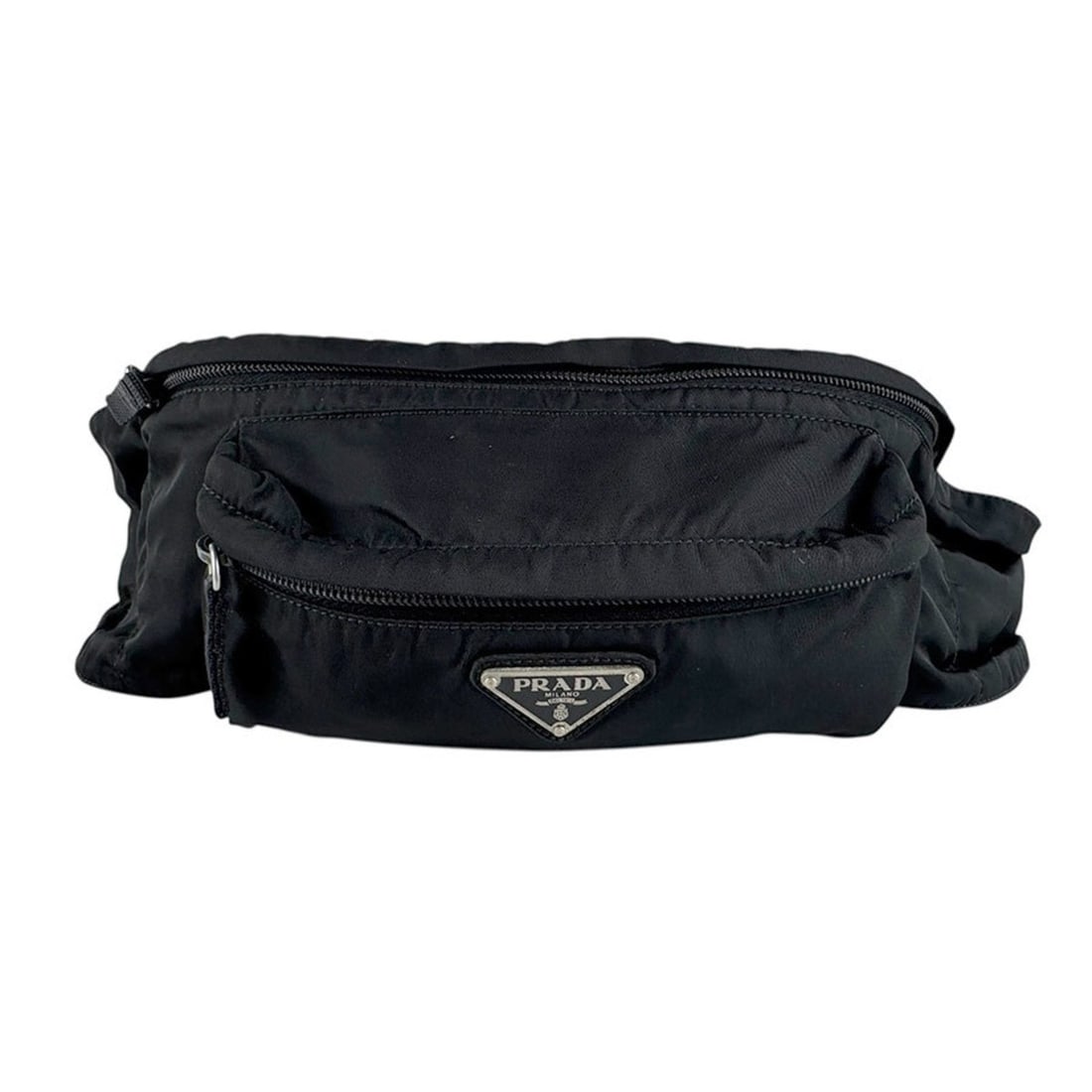 Prada Waist Bag, Nylon, Black, Unisex, Z8437: --- Catalog ---Category: SizeSize (HxWxD): 12cm x 18cm x 3cm / 4.72'' x 7.08'' x 1.18''Category: DesignType: Fanny packColor: BlackGender: Women,MenMaterial: Nylon Category: GeneralBrand: PradaCountry