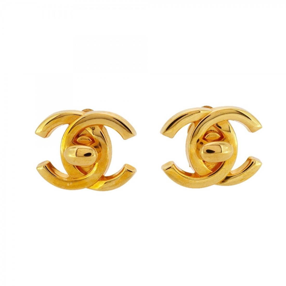 Chanel Coco Mark Turn Lock Earrings, GP Plated Gold, Women's: --- Catalog ---Category: SizeSize (HxWxD): 21.70mm x 27.10mm / 0.85'' x 1.07''Category: DesignType: Clip earringsColor: GoldGender: WomenMaterial: Gold platingCategory: GeneralBrand: Chanel--- Item Li