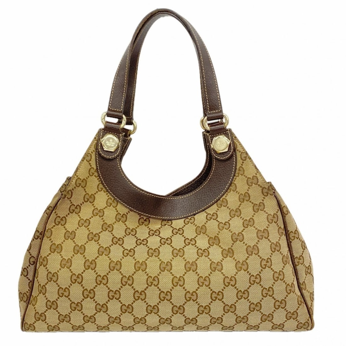 Gucci GG Canvas Handbag 154982 Brown Champagne Women's (1 of 12)