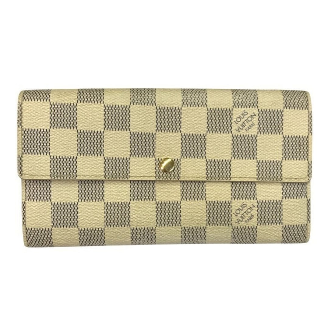 LOUIS VUITTON Damier Azur Portefeuille Sarah Long Wallet White N61735 T1: --- Catalog ---Category: SizeSize (HxWxD): 10cm x 18.8cm x 2cm / 3.93'' x 7.4'' x 0.78''Category: DesignType: Long wallet (tri-fold)Color: WhiteGender: Women,MenMaterial: Damier Azur Category: General