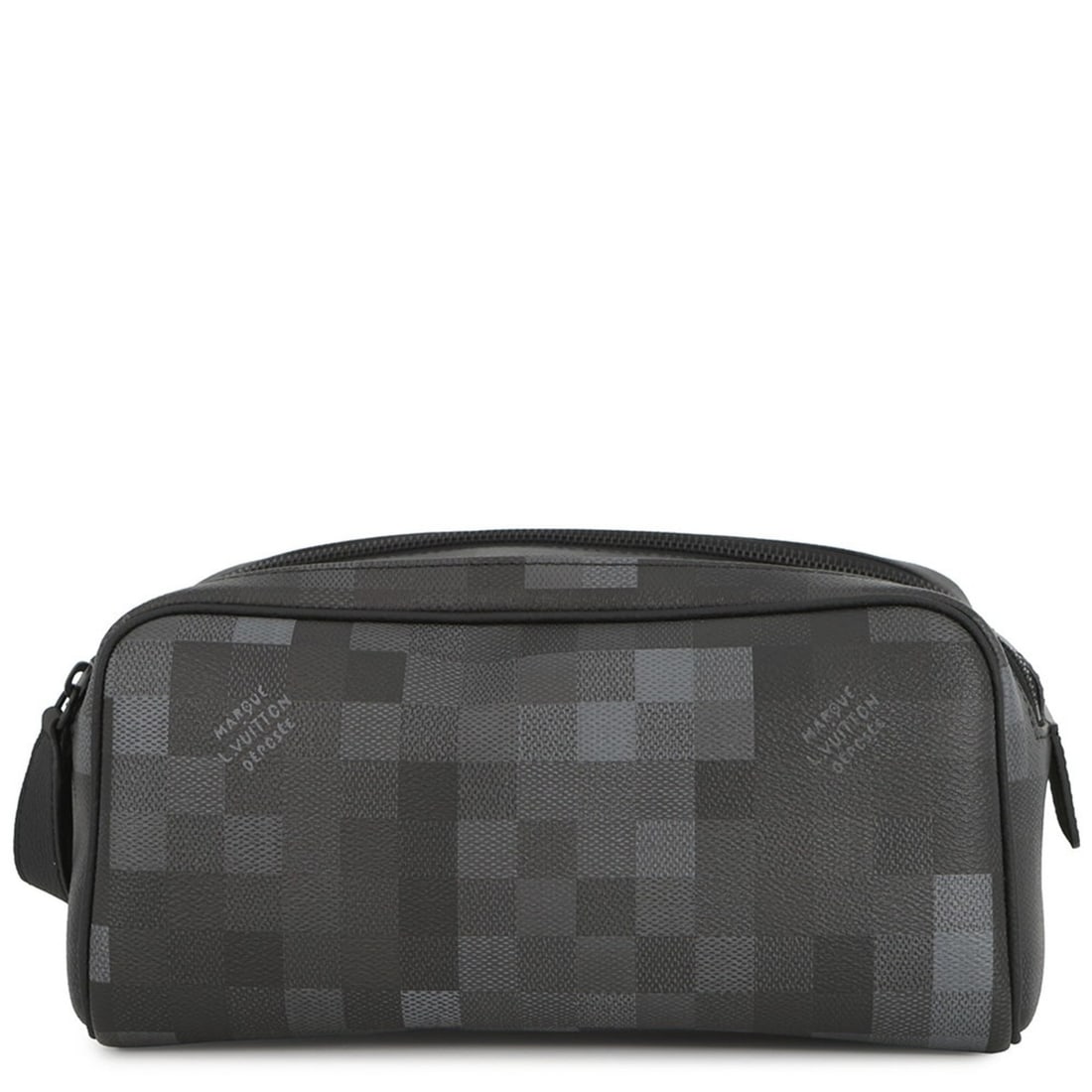 Louis Vuitton Clutch in Damouflage Black Canvas Dopp Kit M15109 LOUIS VUITTON Men's: --- Catalog ---Category: SizeWeight: 430g / 15.16oz.Size (HxWxD): 15cm x 27.5cm x 15.5cm / 5.9'' x 10.82'' x 6.1''Category: DesignType: Clutch bagColor: Black, NoirGender: MenClosure: ZipperMaterial:
