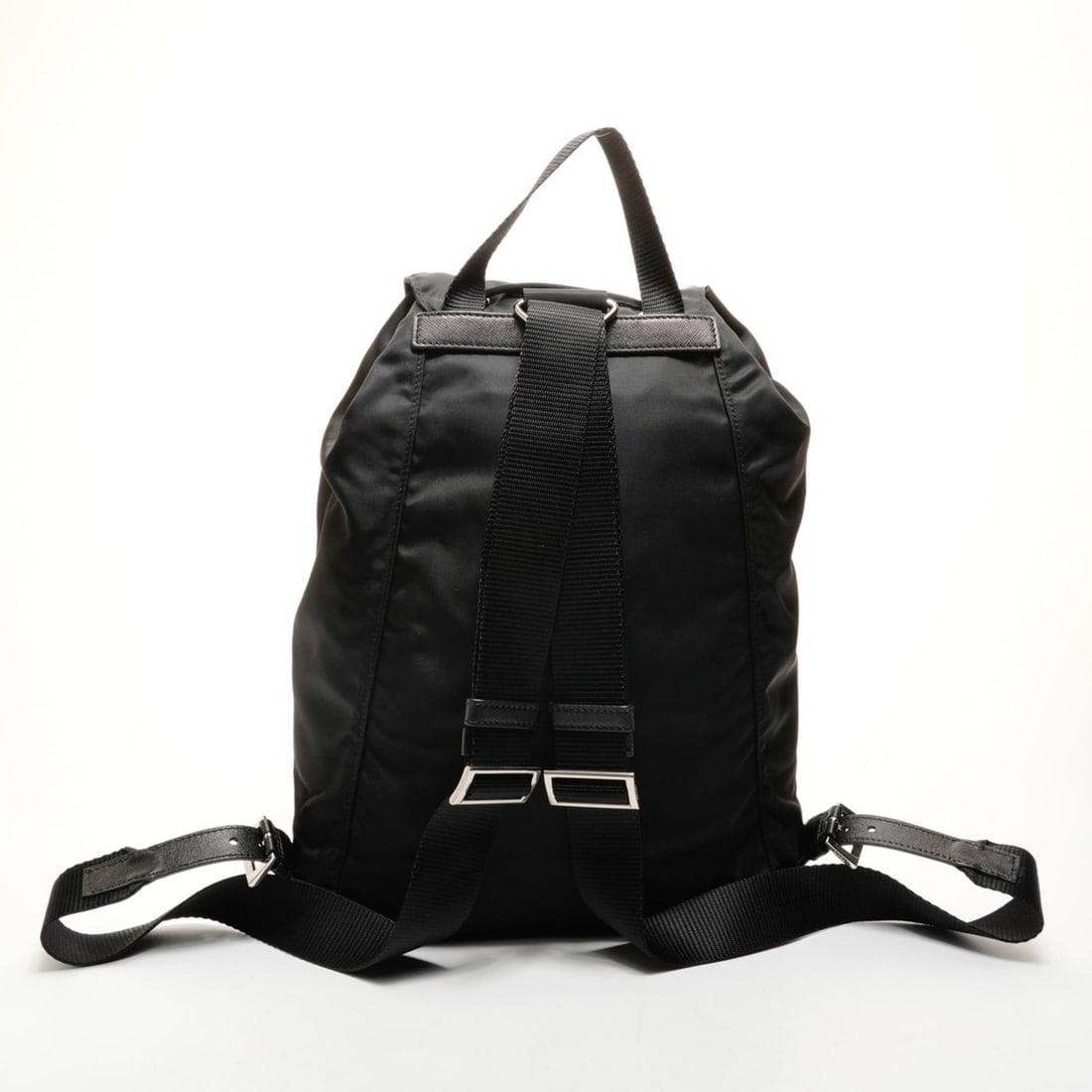 Prada nylon triangle logo backpack/daypack in black - 2