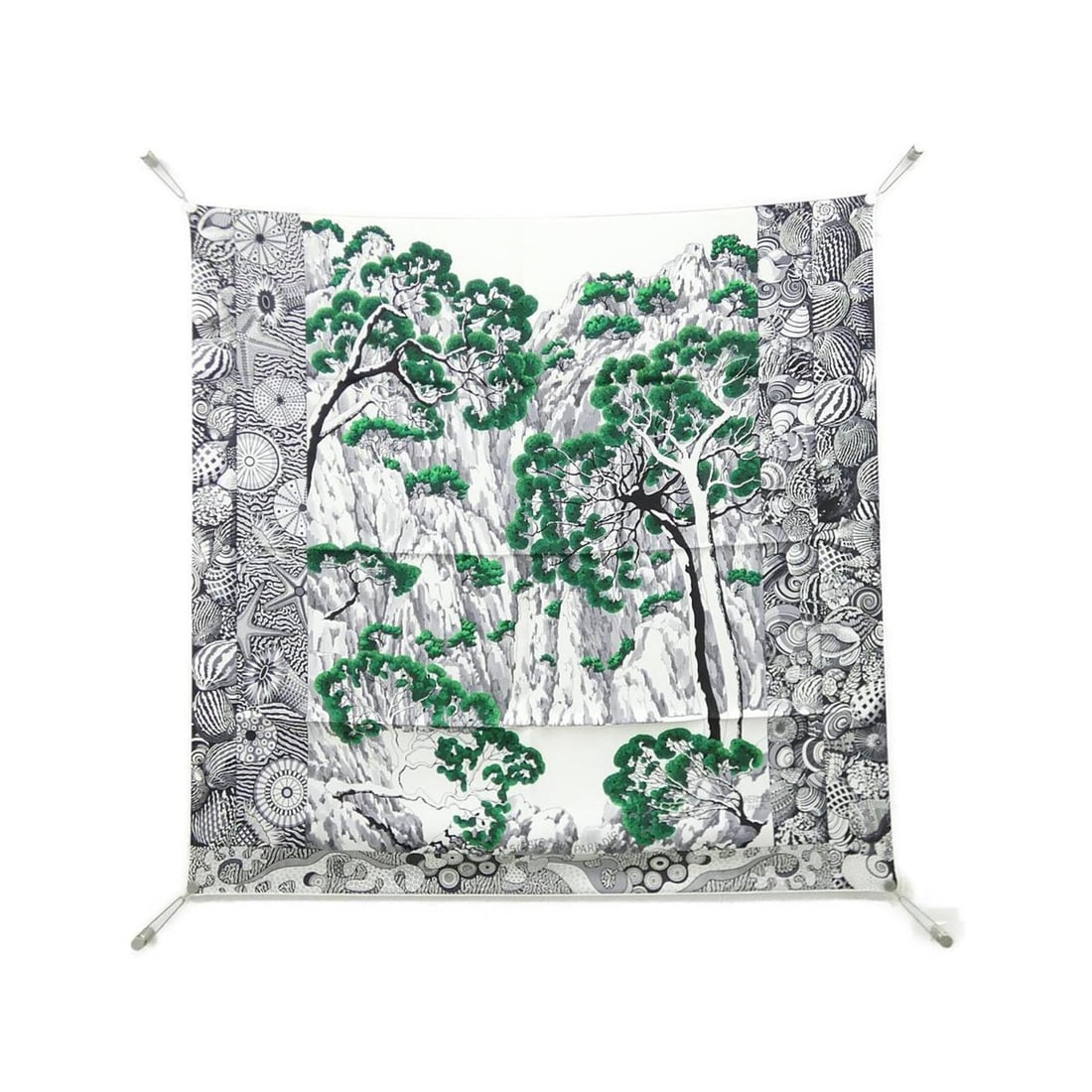 Hermes Hermès SIESTE AU PARADIS Carré 002955S Scarf: --- Catalog ---Category: SizeSize (LxW): 90cm x 90cm / 35.43'' x 35.43''Category: DesignType: ScarfColor: Black, Green, WhiteGender: WomenMaterial: Silk Category: GeneralMPN: 002955SBrand: Hermes--- I