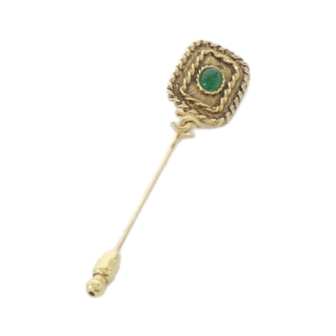 Chanel pin brooch: --- Catalog ---Category: SizeSize (HxWxD): 6.5cm x 1.5cm / 2.55'' x 0.59''Category: DesignType: Pin broochColor: Gold, GreenGender: WomenCategory: GeneralBrand: Chanel--- Item List ---Section: