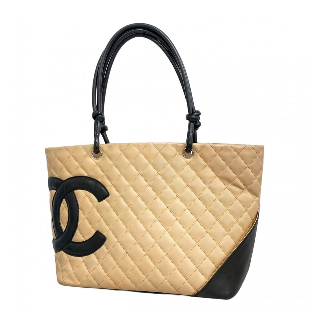 Chanel Cambon Tote Bag, Beige, Black, Women's: --- Catalog ---Category: SizeSize (HxWxD): 25cm x 29cm x 14cm / 9.84'' x 11.41'' x 5.51''Category: DesignType: Tote bagColor: Beige, BlackGender: WomenMaterial: Leather Hardware Color: