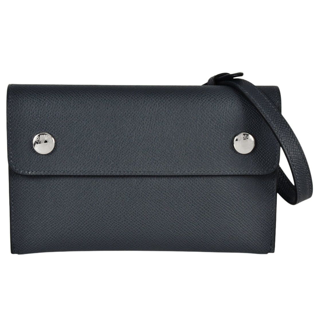 Hermes Hermès Nap to Go Shoulder Bag, Epsom Leather, Double Stamp, Dark Blue-Gray, Silver Hardware,: --- Catalog ---Category: SizeSize (HxWxD): 12cm x 18cm x 4cm / 4.72'' x 7.08'' x 1.57''Category: DesignType: Pochette, Shoulder bagColor: Blue gray, Dark blueGender: WomenMaterial: Epsom leather Categ
