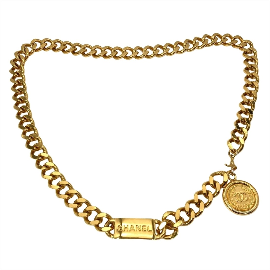 CHANEL Logo Coco Mark Coin Motif Chain Belt 82cm GPg Gold: --- Catalog ---Category: SizeLength: 82cm / 32.28''Category: DesignType: Chain beltColor: GoldGender: WomenCategory: GeneralBrand: Chanel--- Item List ---Section: ConditionRanking: Rank AB Used - Trac