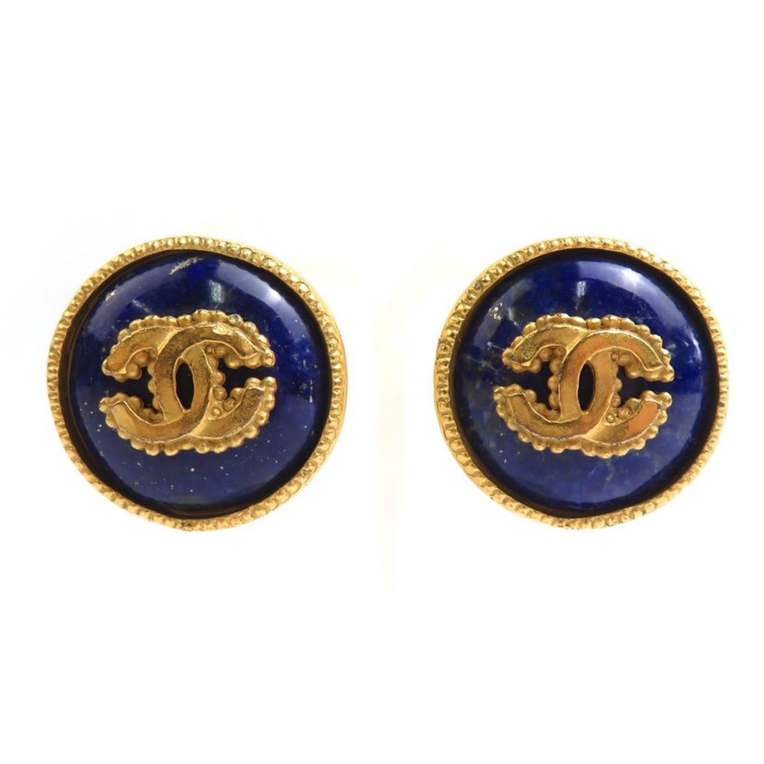CHANEL Coco Mark Metal/Stone Earrings, Gold/Dark Blue, Women's, e61410a: --- Catalog ---Category: DesignType: Clip earringsColor: Dark blue, GoldGender: WomenMaterial: MetalCategory: GeneralBrand: ChanelCountry of Origin: France--- Item List ---Section: ConditionRanking: R