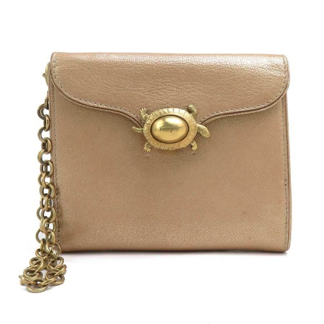 Salvatore Ferragamo Women's Bifold Wallet in Leather and Metal, Gold (e61383a) (1 of 8)