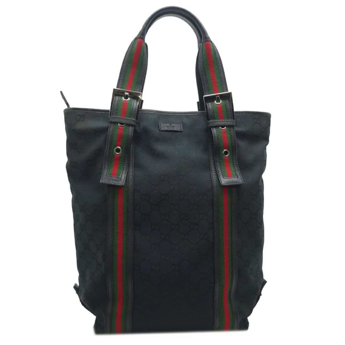 Gucci Women's Tote Bag 131186 GG Canvas Black: --- Catalog ---Category: SizeSize (HxWxD): 37.5cm x 36cm x 10cm / 14.76'' x 14.17'' x 3.93''Category: DesignType: Tote bagColor: Black, Green, Red colorGender: WomenMaterial: GG canvas , Leather Categ