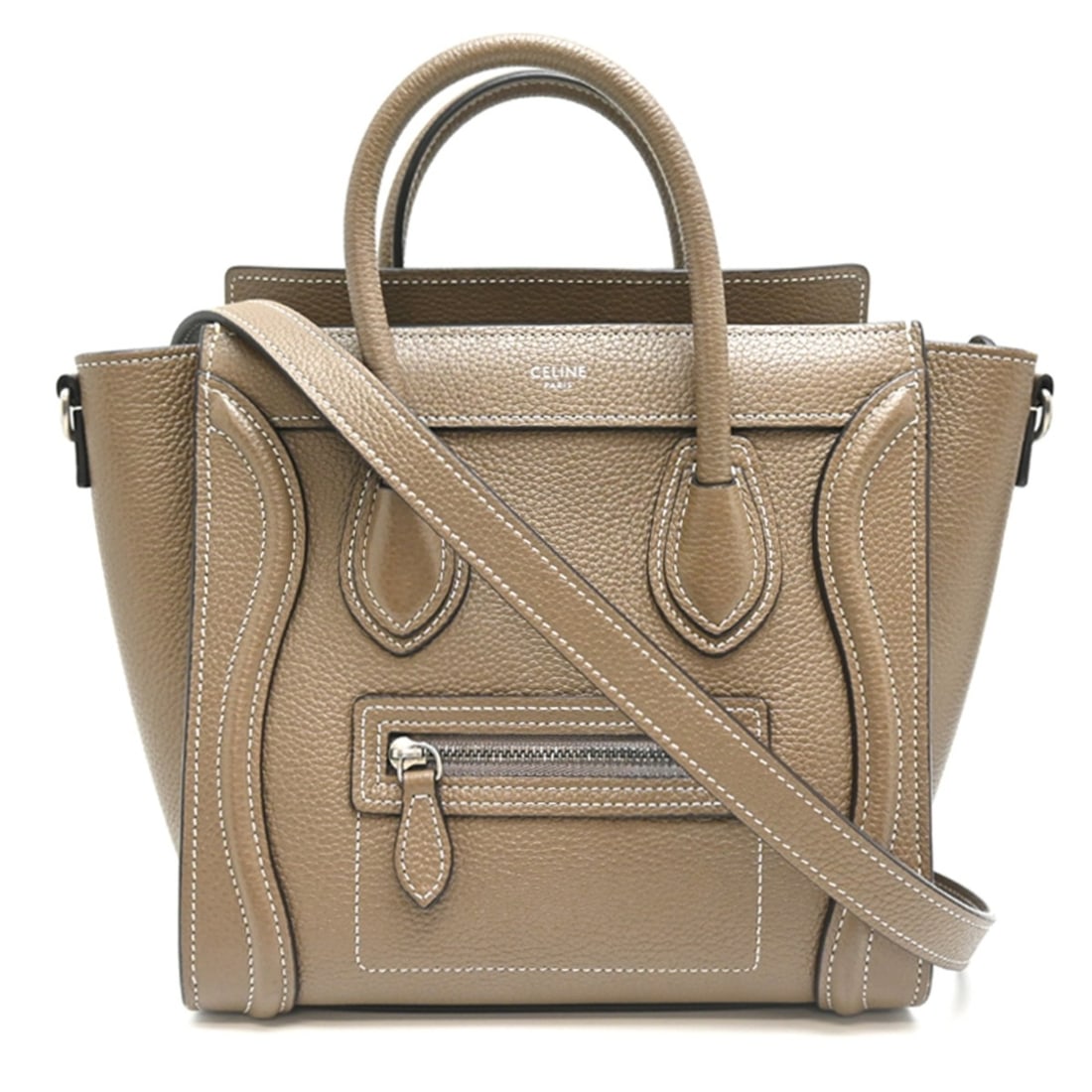 Celine Luggage Nano Shopper Women's Handbag 189243DRU Calfskin Suri (Gray): --- Catalog ---Category: SizeSize (HxWxD): 20cm x 19.5cm x 9.5cm / 7.87'' x 7.67'' x 3.74''Category: DesignType: HandbagColor: GrayGender: WomenMaterial: Leather Leather/Fur Type: CalfskinCategory: Ge