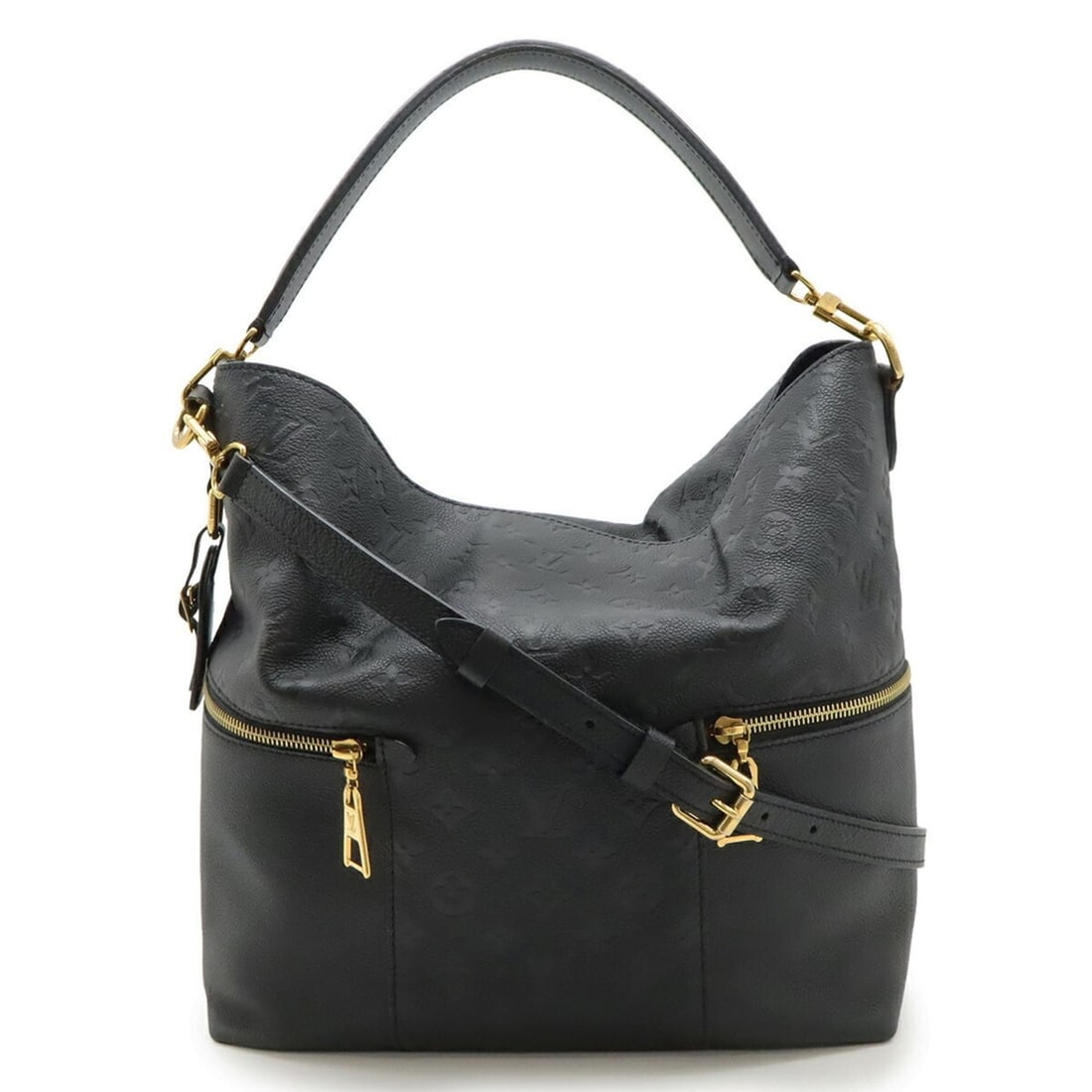 LOUIS VUITTON Monogram Empreinte Merry Shoulder Bag in Noir and Black, M44014: --- Catalog ---Category: SizeWeight: 930g / 2.05lb.Size (HxWxD): 33cm x 30cm x 12.5cm / 12.99'' x 11.81'' x 4.92''Strap Length: 100cm / 39.36''Category: DesignType: Shoulder bagColor: Black, NoirGende