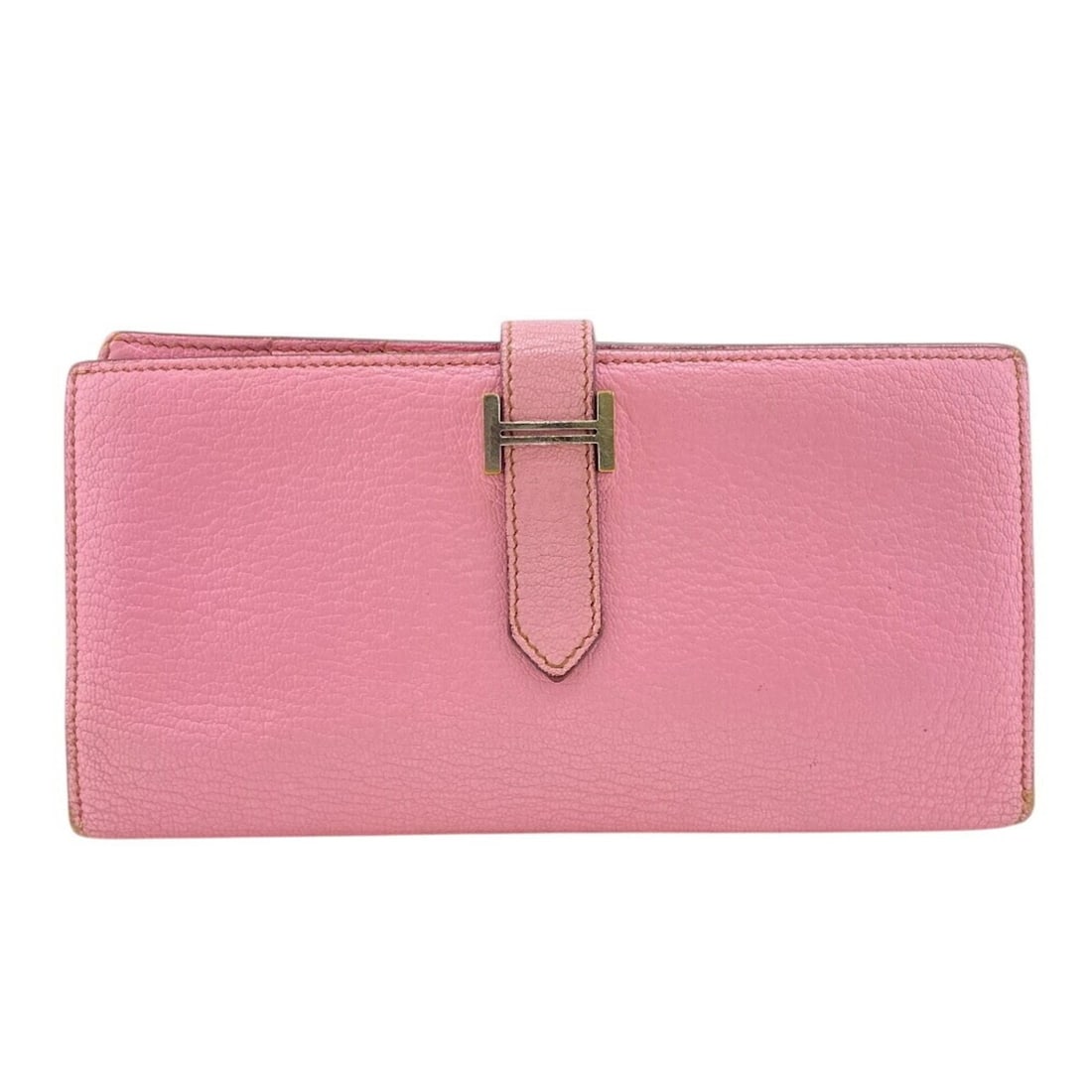 HERMES Bearn Soufflet Long Wallet, Bifold, Pink, Women's: --- Catalog ---Category: SizeSize (HxWxD): 9.5cm x 17cm / 3.74'' x 6.69''Category: DesignType: Long wallet (bi-fold)Color: PinkGender: WomenMaterial: Chevre myzore leather Category: GeneralBrand: Herm