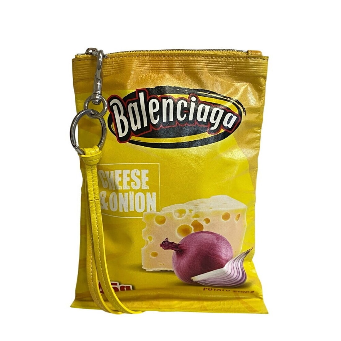 BALENCIAGA Chips Phone Pouch, Yellow, Unisex: --- Catalog ---Category: SizeSize (HxWxD): 20.5cm x 14cm / 8.07'' x 5.51''Category: DesignType: PouchColor: YellowGender: UnisexMaterial: Leather Category: GeneralBrand: Balenciaga--- Item List ---Sec