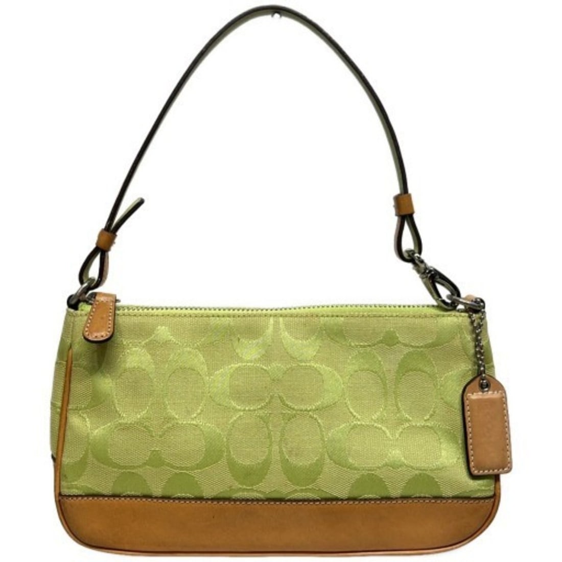 COACH Signature Shoulder Handbag in Light Green and Brown, 6094 Canvas, Mikunigaoka Store: --- Catalog ---Category: SizeSize (HxWxD): 13cm x 22.5cm x 6cm / 5.11'' x 8.85'' x 2.36''Category: DesignType: Handbag, PouchColor: Brown, Light greenGender: WomenMaterial: Signature line , Canvas Cat