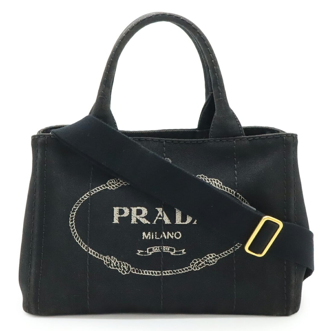 PRADA CANAPA Canvas Handbag/Shoulder Bag, Nero Black, 1BG439: --- Catalog ---Category: SizeWeight: 700g / 1.54lb.Size (HxWxD): 18cm x 28cm x 15cm / 7.08'' x 11.02'' x 5.9''Strap Length: 128cm / 50.39''Category: DesignType: Handbag, Shoulder bagColor: Black, Nero