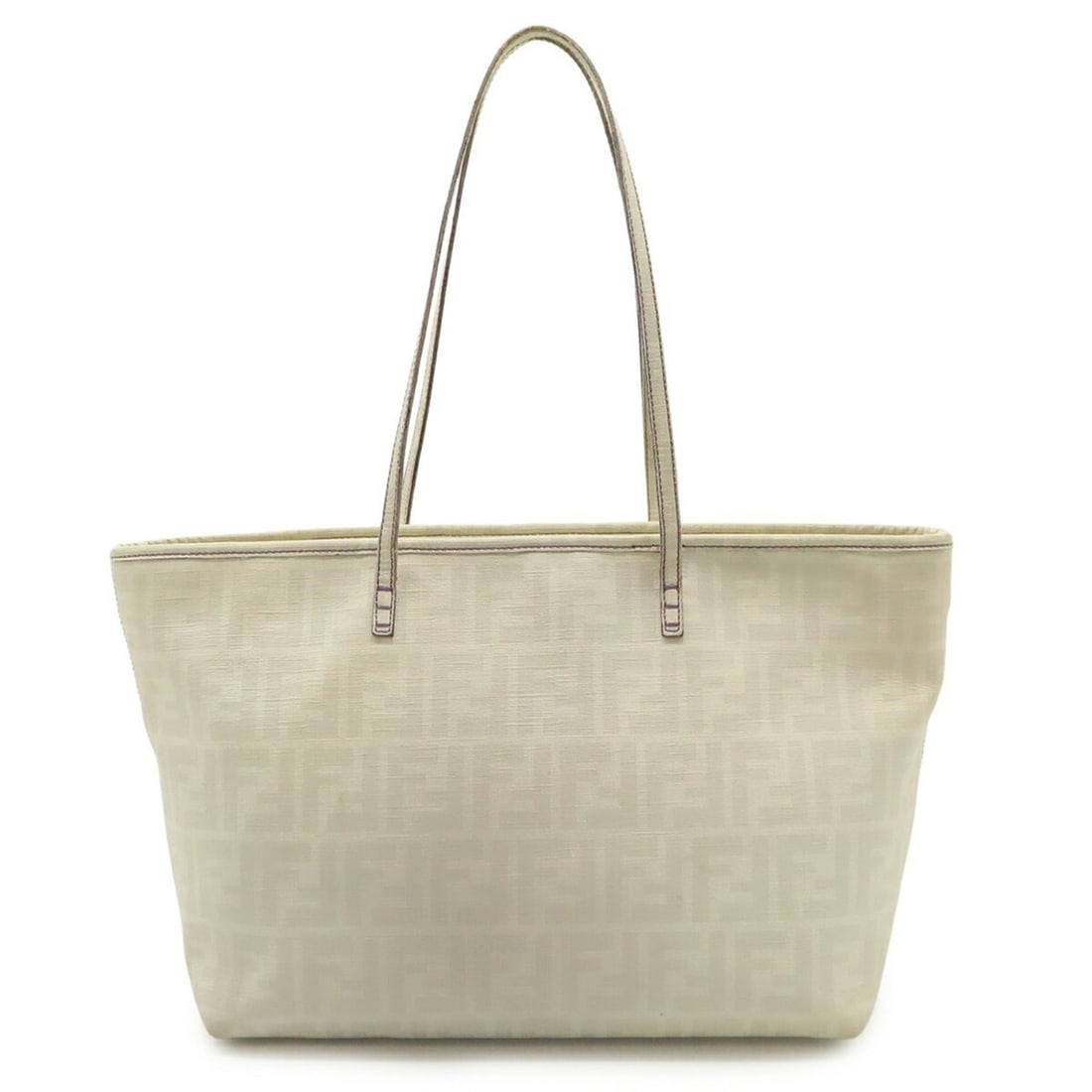 FENDI Zucca Print Tote Bag Shoulder PVC Ivory Purple 8BH198: --- Catalog ---Category: SizeWeight: 440g / 15.52oz.Size (HxWxD): 24cm x 42cm x 14cm / 9.44'' x 16.53'' x 5.51''Category: DesignType: Shoulder bag, Tote bagColor: Ivory, PurpleGender: WomenMaterial: P