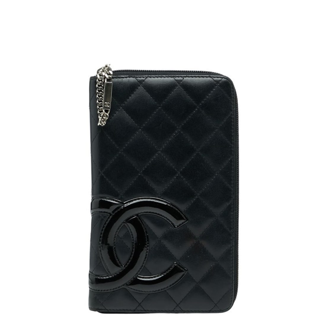 CHANEL Cambon Matelasse Round Zip Long Wallet in Black Lambskin for Women (1 of 12)