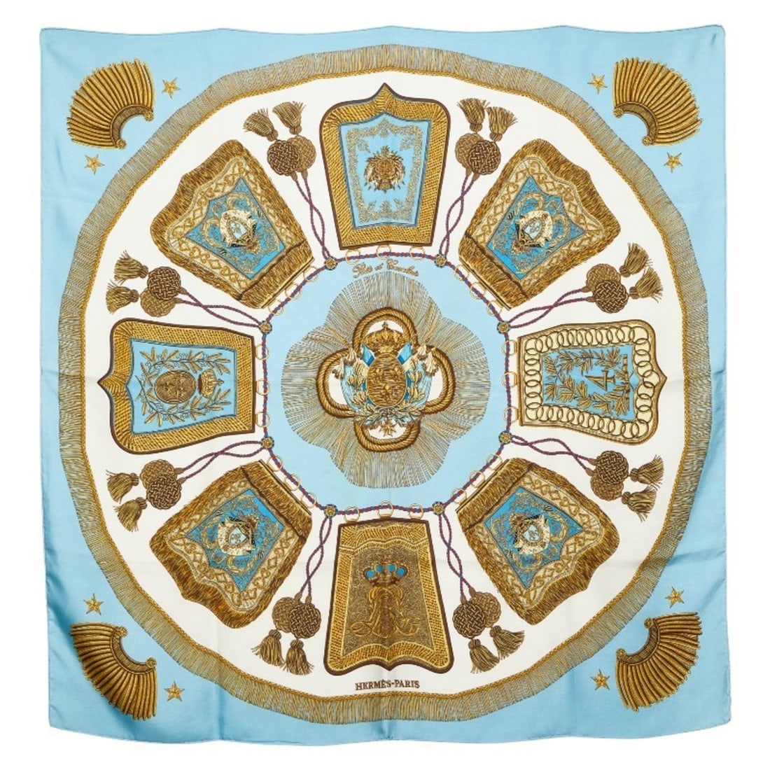 Hermes Hermès Carré 90 Poste et Cavalerie Saber Scarf/Muffler in Blue Multicolor Silk for Women (1 of 11)