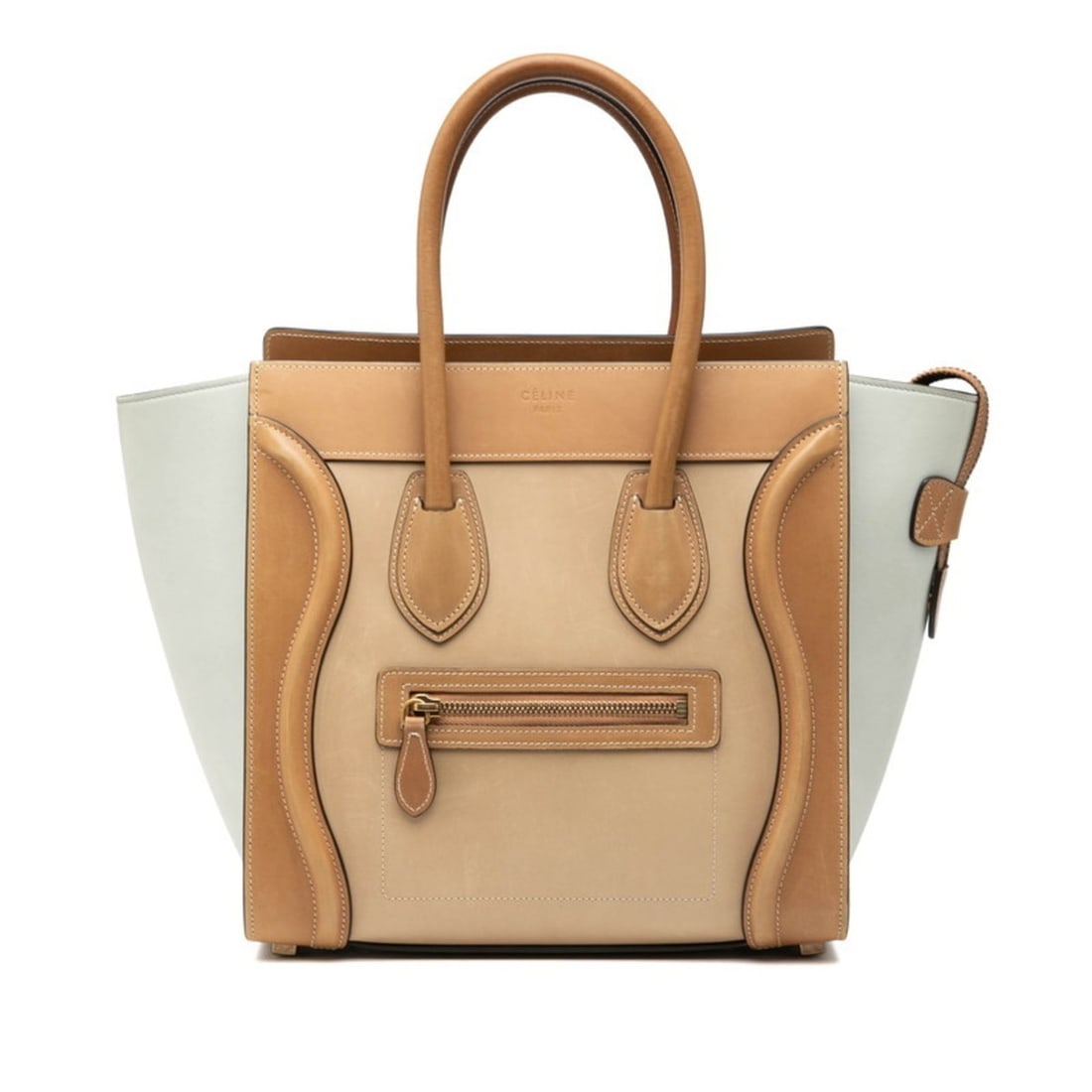 Celine Luggage Micro Shopper Tricolor Handbag Tote Bag Beige Light Blue Leather Women's CELINE: --- Catalog ---Category: SizeSize (HxWxD): 27cm x 40cm x 13cm / 10.62'' x 15.74'' x 5.11''Category: DesignType: Handbag, Tote bagColor: Beige, Light blueGender: WomenMaterial: Leather Category: Genera