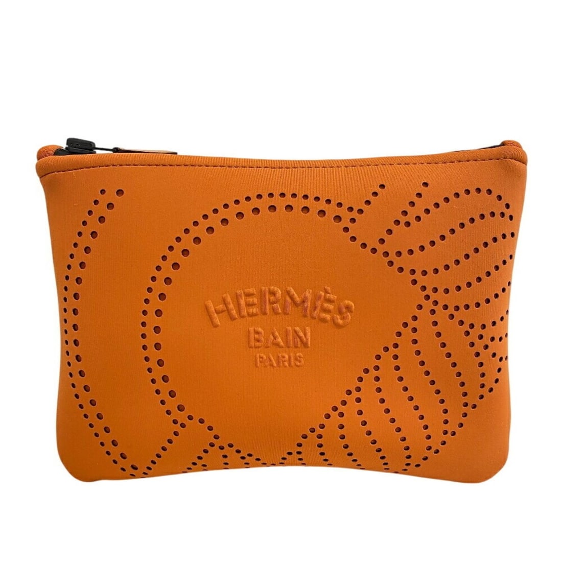 HERMES Neoban Kanoe H PM Multi Polyamide x Elastane Pouch, Orange, Unisex: --- Catalog ---Category: SizeSize (HxWxD): 16cm x 21.5cm / 6.29'' x 8.46''Category: DesignType: PouchColor: OrangeGender: Women,MenMaterial: Cotton Category: GeneralBrand: Hermes--- Item List ---Secti