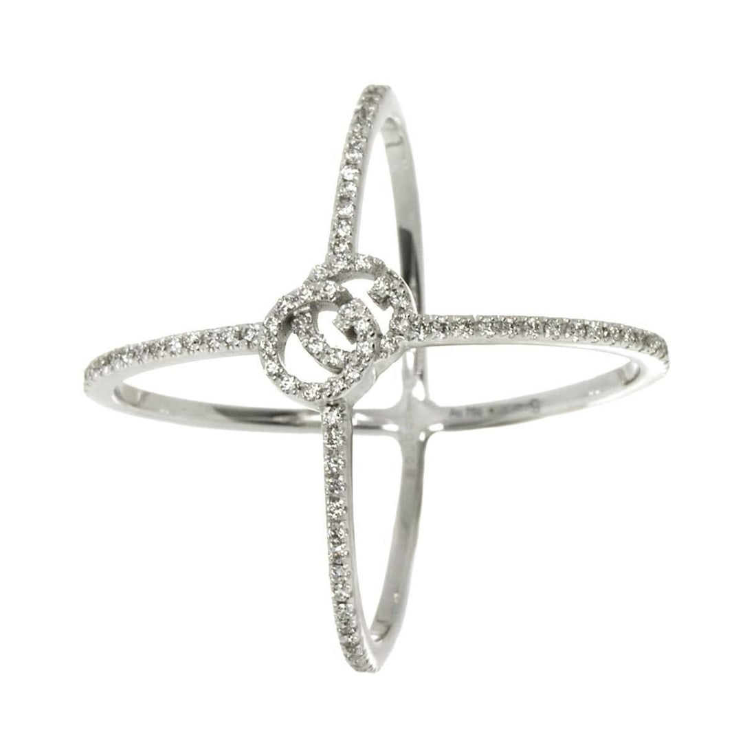 Gucci GG Running #9 Diamond Ring in 18K White Gold and 750 (1 of 9)