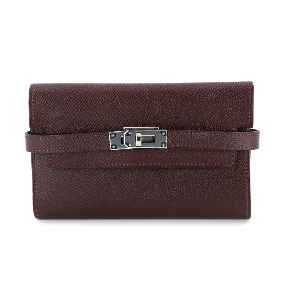 Hermes Hermès Kelly Wallet, Medium, Tri-fold, Epson, Bordeaux, A Stamp, Silver Hardware: --- Catalog ---Category: SizeSize (HxWxD): 10cm x 15.5cm x 2cm / 3.93'' x 6.1'' x 0.78''Category: DesignType: Wallet (tri-fold)Color: BordeauxGender: WomenMaterial: Epsom leather Category: GeneralBran