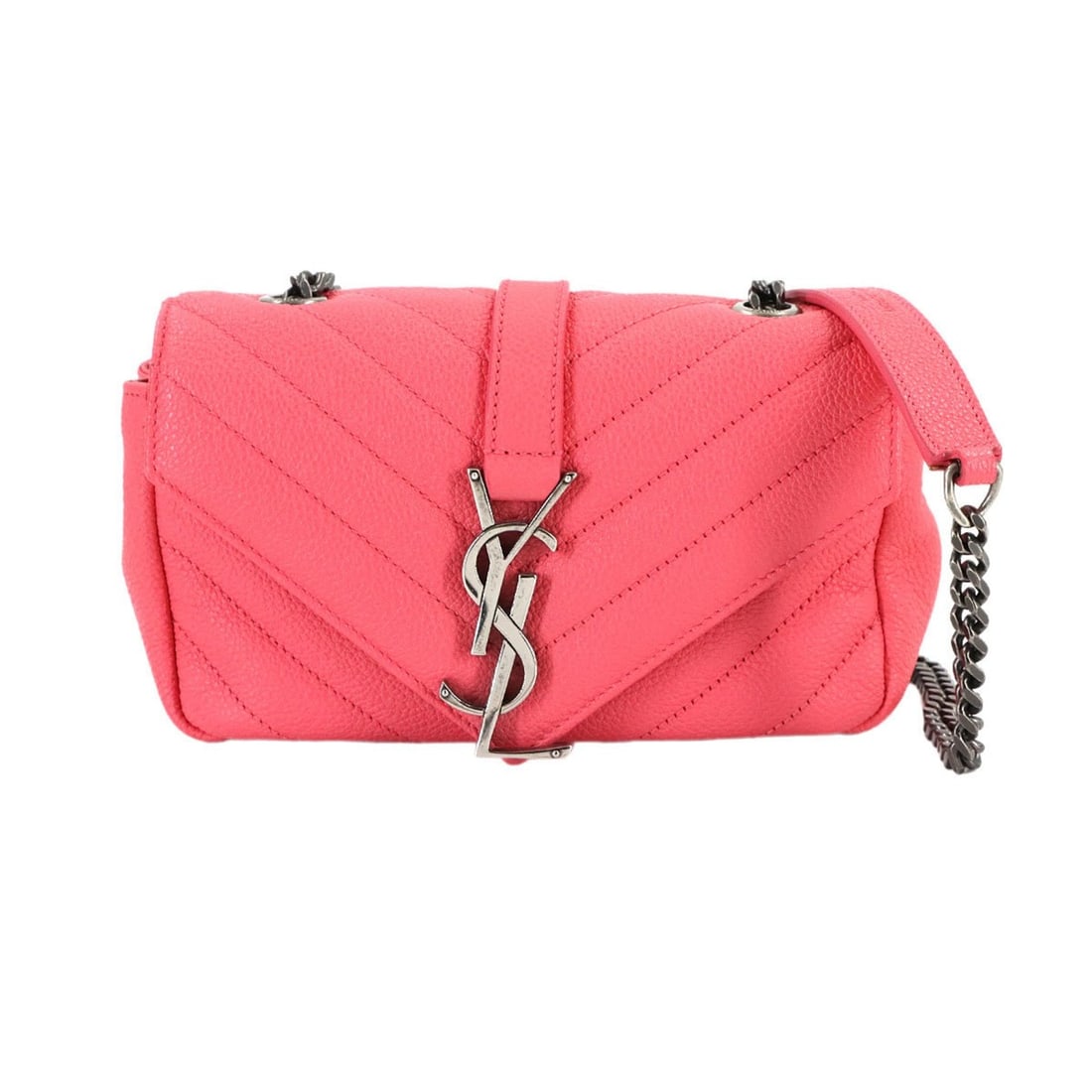 Saint Laurent Baby Chai Chain Shoulder Bag in Pink Leather (399289): --- Catalog ---Category: SizeSize (HxWxD): 11cm x 17cm x 4.5cm / 4.33'' x 6.69'' x 1.77''Category: DesignType: Shoulder bagColor: PinkGender: WomenMaterial: Leather Hardware Color: SilverCategory: Gen