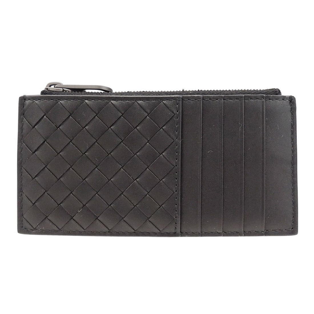 Bottega Veneta wallet for men and women, branded intrecciato leather wallet/coin case, black, with: --- Catalog ---Category: SizeSize (HxWxD): 7cm x 14cm x 5.00mm / 2.75'' x 5.51'' x 0.19''Category: DesignType: Coin purse/coin caseColor: BlackGender: Men,WomenMaterial: Leather Category: GeneralBrand