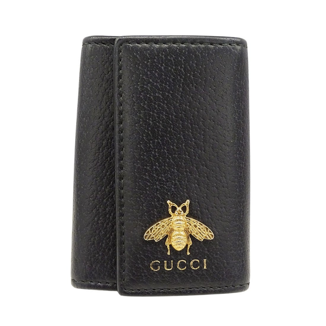 Gucci Animalier key case for men and women, black leather, 523683, 6-key with bee motif.: --- Catalog ---Category: DesignType: KeycaseColor: BlackGender: Women,MenMaterial: Leather Category: GeneralBrand: GucciCountry of Origin: ItalyCategory: Physical PropertiesSize (HxWxD): 9cm x 6cm x 2