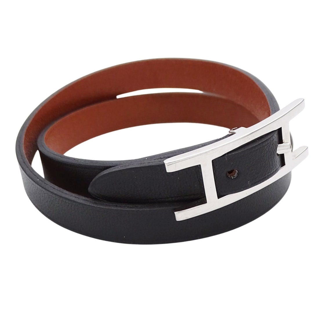 Hermes Hermès Api 3 Bracelet, Women's, Double Tour, Black, Brown, Silver, XS, Reversible Leather: --- Catalog ---Category: SizeLength: 14cm - 16cm / 5.51'' - 6.29''Category: DesignType: Charm braceletColor: Black, Brown, SilverGender: WomenMaterial: LeatherCategory: GeneralBrand: Hermes--- Item Li
