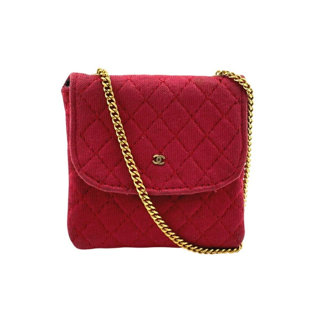 CHANEL Matelasse Shoulder Pouch, Red, Women's: --- Catalog ---Category: SizeSize (HxWxD): 8.5cm x 9cm / 3.34'' x 3.54''Category: DesignType: PouchColor: Red colorGender: WomenMaterial: Cotton Category: GeneralLine: MatelasseBrand: Chanel--- Item L