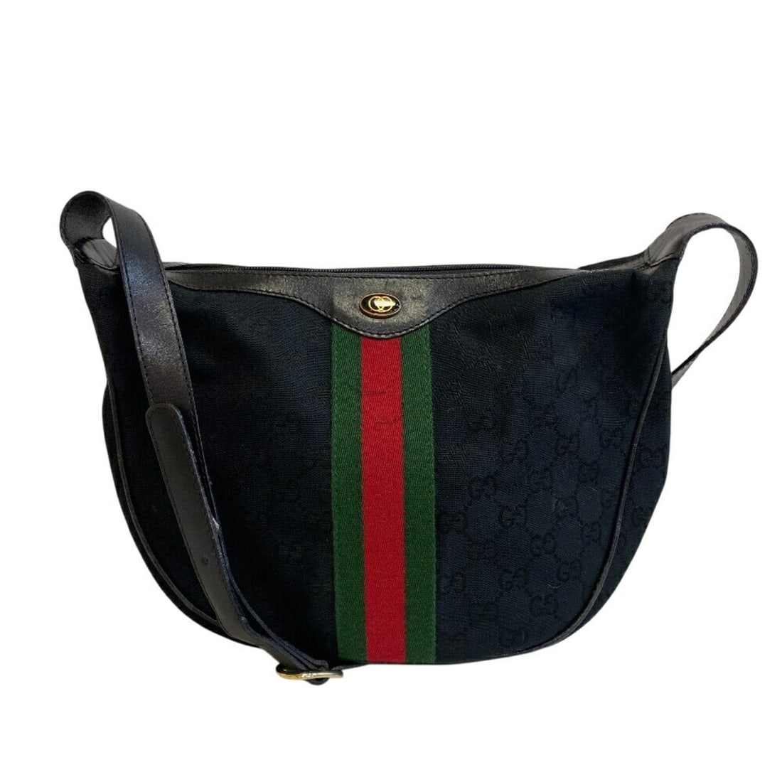 GUCCI 378 Old Gucci Half Moon GG Pattern Sherry Line Shoulder Bag Black Men's: --- Catalog ---Category: SizeSize (HxWxD): 21cm x 29cm x 7cm / 8.26'' x 11.41'' x 2.75''Strap Length: 75cm / 29.52''Category: DesignType: Shoulder bagColor: BlackGender: MenMaterial: Canvas Category: