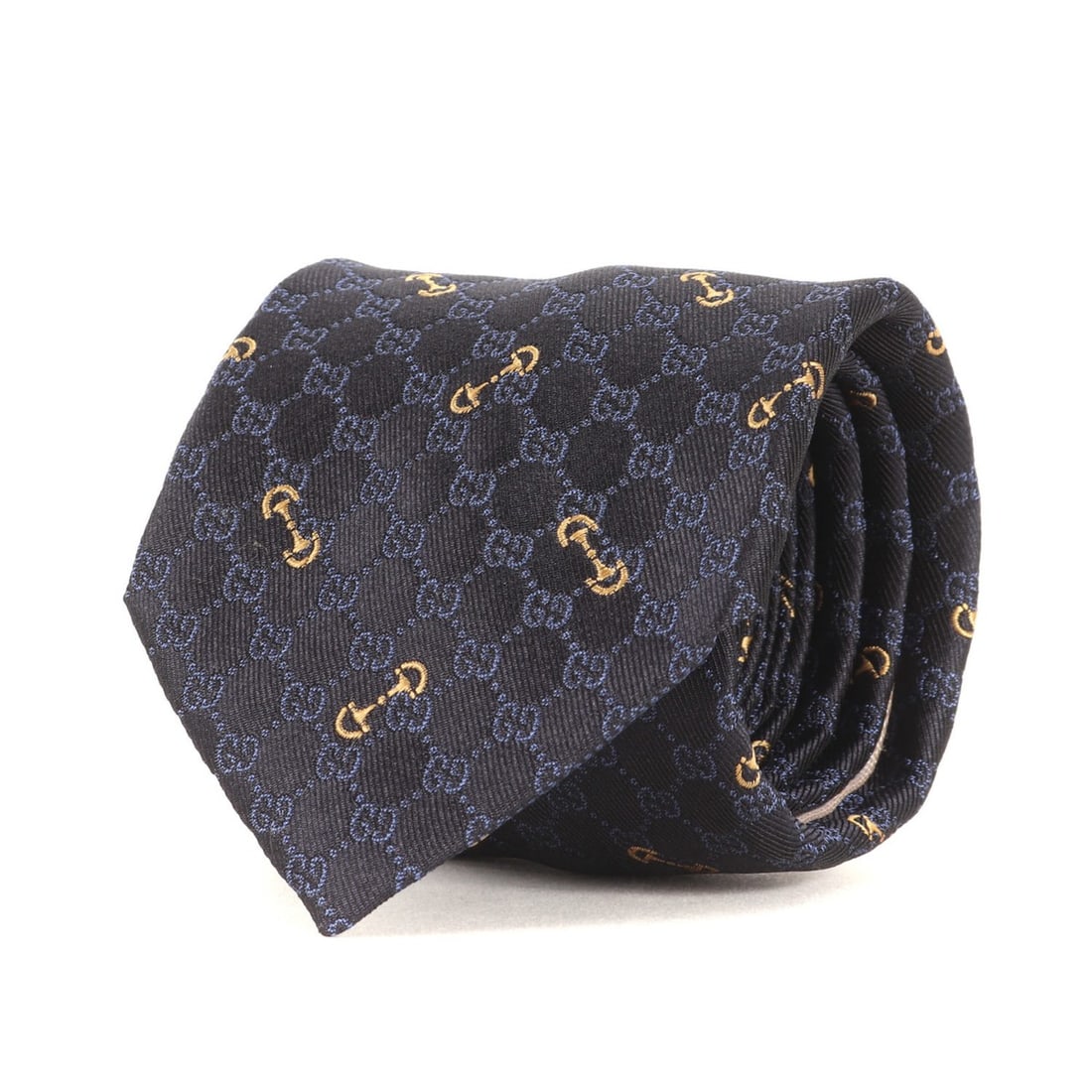 GUCCI Black Horsebit GG Monogram Silk Tie, Size: 148 x 7cm, Recent Model, Men's, K4714: --- Catalog ---Category: SizeWidth: 7cm / 2.75''Total Length: 148cm / 58.26''Category: DesignType: CravatColor: BlackGender: MenMaterial: Silk Category: GeneralMPN: 744379 4E217Brand: GucciCountry of