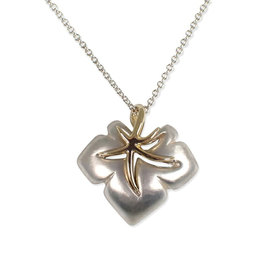 TIFFANY 925 750 Nature Leaf Pendant: --- Catalog ---Category: SizePendant Size: 19.6mm x 20.7mm / 0.77'' x 0.81''Neck Circumference: 42.5 cm / 16.73''Category: DesignGender: WomenMaterial: Sterling silver 925, Yellow gold (18K)Pendant Ty