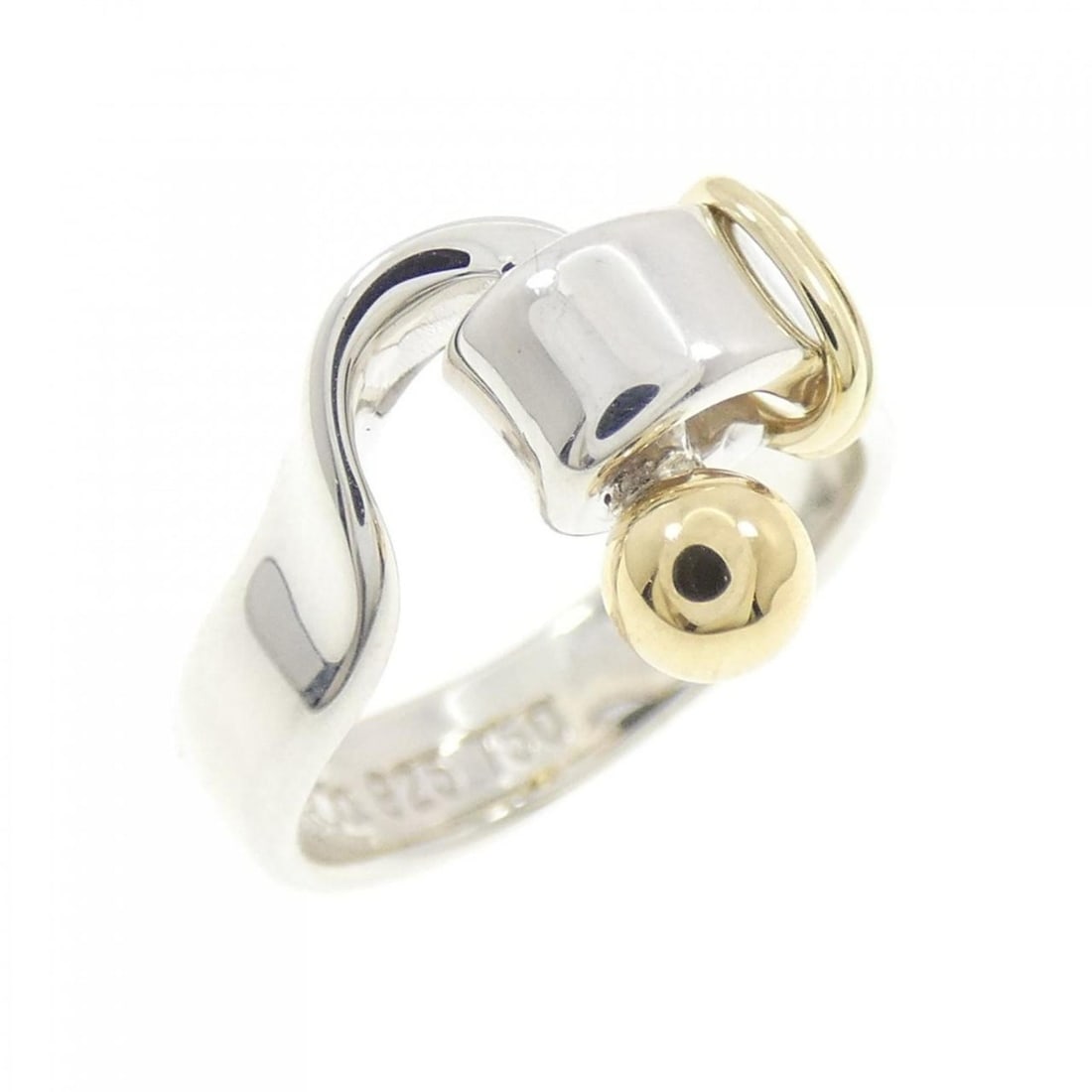 Tiffany Love Knot Ring: --- Catalog ---Category: SizeJP Size: 5.0US Size: 3.5Category: DesignType: Band ringGender: WomenMaterial: Silver 925, Yellow gold (18K)Category: GeneralBrand: Tiffany--- Item List ---Section: Conditi