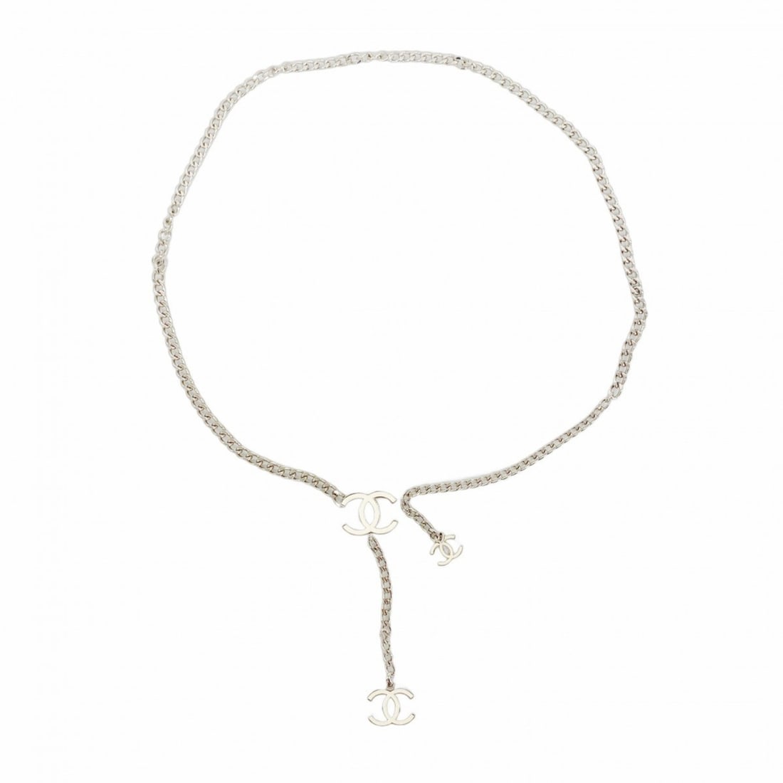 Chanel belt chain silver white women's: --- Catalog ---Category: SizeLength: 93cm / 36.61''Category: DesignType: Chain beltColor: Silver, WhiteGender: WomenCategory: GeneralBrand: Chanel--- Item List ---Section: ConditionRanking: Rank AB Us