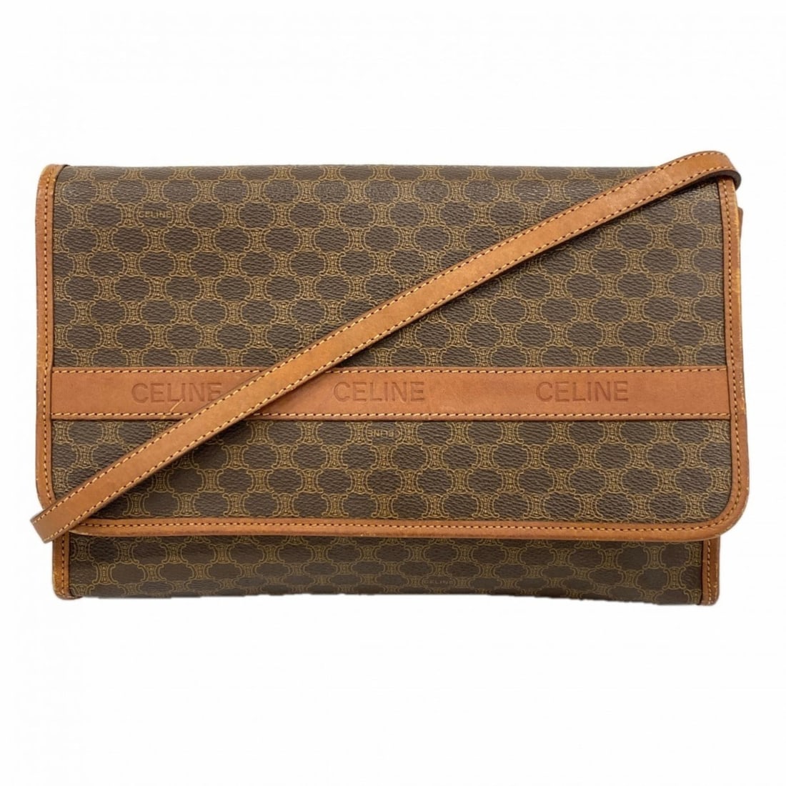 Celine Shoulder Bag Macadam Brown Women's: --- Catalog ---Category: SizeSize (HxWxD): 20cm x 27.5cm x 5.5cm / 7.87'' x 10.82'' x 2.16''Category: DesignType: Shoulder bagColor: BrownGender: WomenMaterial: PVC Hardware Color: GoldCategory: Gener