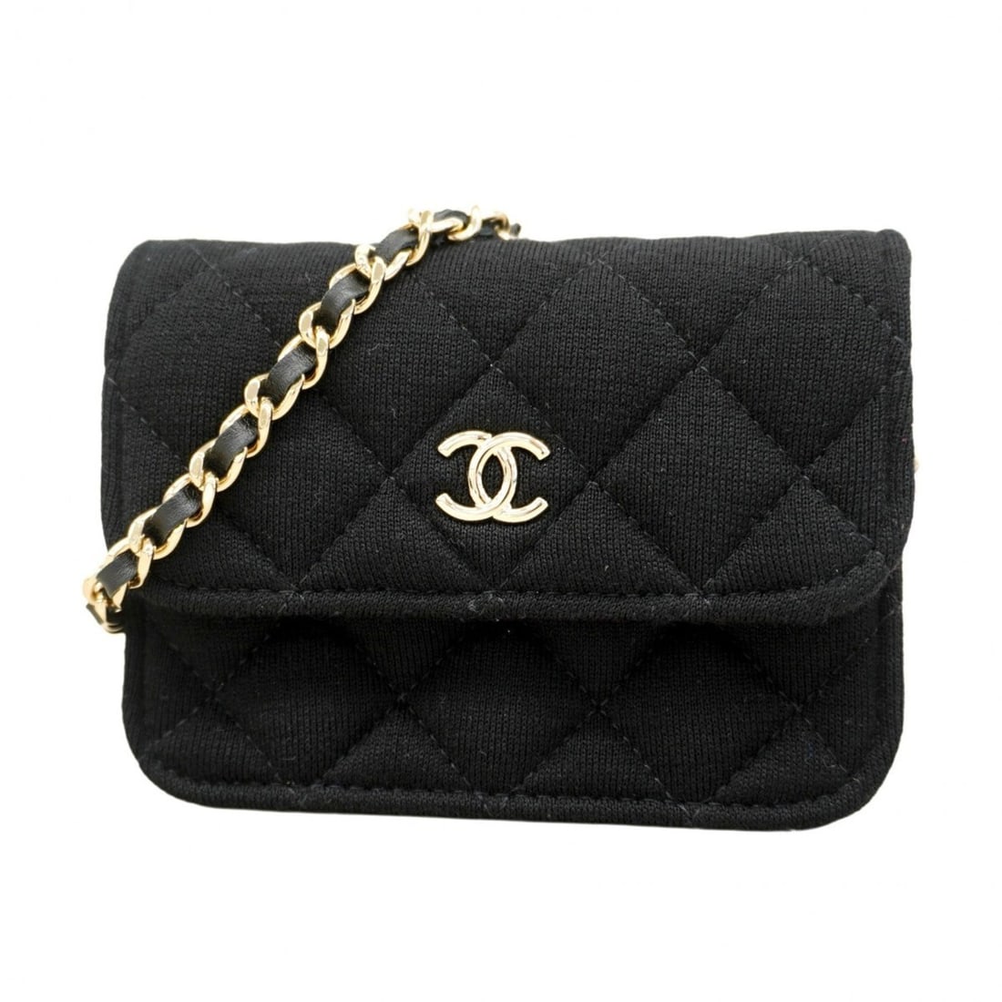 Chanel Matelasse Chain Shoulder Wallet, Cotton, Black, Champagne, Women's: --- Catalog ---Category: SizeSize (HxWxD): 9cm x 12.5cm x 3cm / 3.54'' x 4.92'' x 1.18''Category: DesignType: Chain/Shoulder walletColor: BlackGender: WomenMaterial: Cotton Category: GeneralBrand: Cha