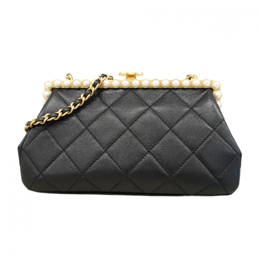 Chanel Matelasse Clutch Bag with Chain Shoulder Strap, Black Leather, 2-Way for Women: --- Catalog ---Category: SizeSize (HxWxD): 11cm x 20cm x 7cm / 4.33'' x 7.87'' x 2.75''Category: DesignType: Clutch bagColor: BlackGender: WomenMaterial: Leather Hardware Color: GoldCategory: GeneralB