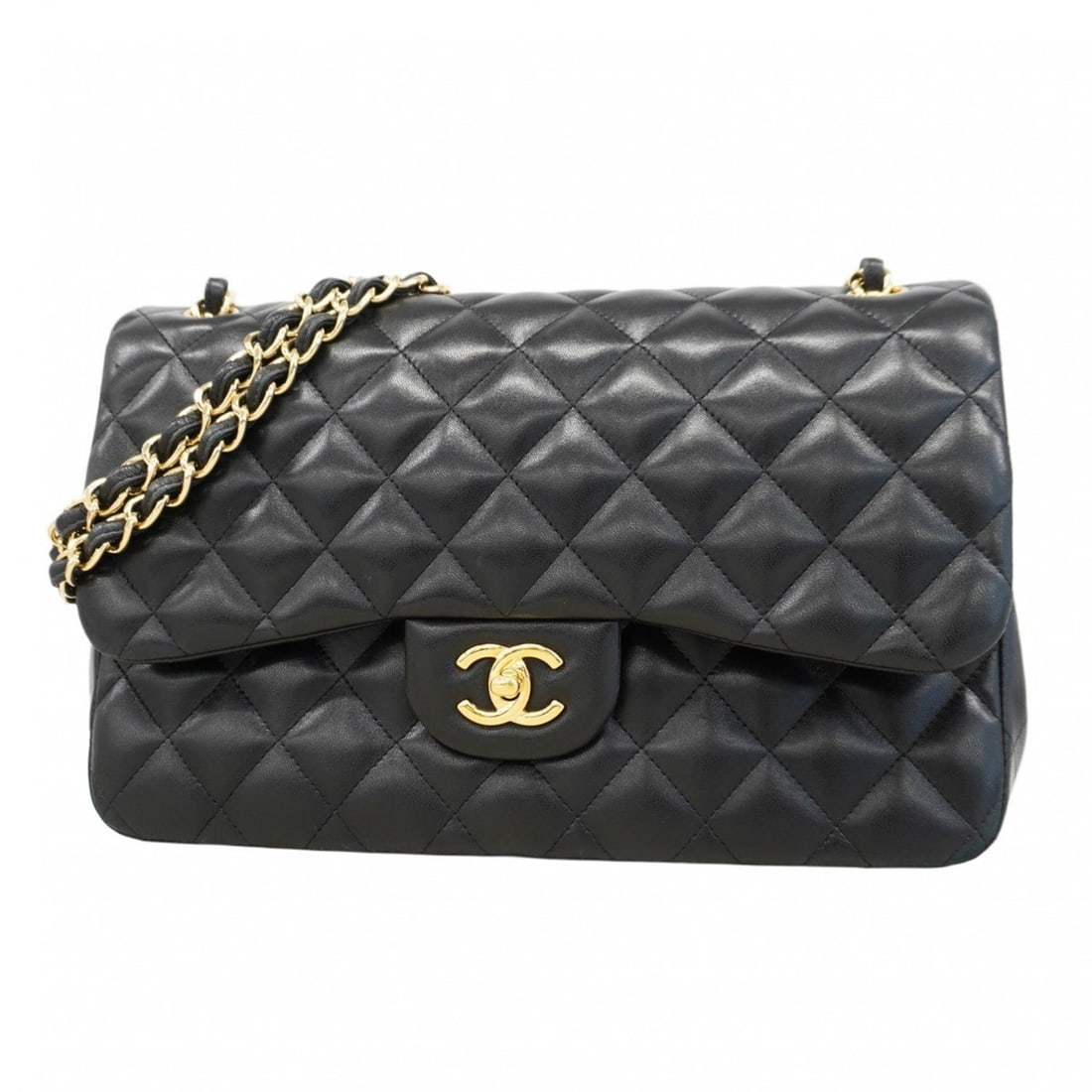 Chanel Shoulder Bag, Deka Matelasse, Double Flap, Chain, Lambskin, Black, Women's: --- Catalog ---Category: SizeSize (HxWxD): 20cm x 29cm x 9cm / 7.87'' x 11.41'' x 3.54''Category: DesignType: Shoulder bagColor: BlackGender: WomenMaterial: Leather Hardware Color: GoldLeather/Fur Typ
