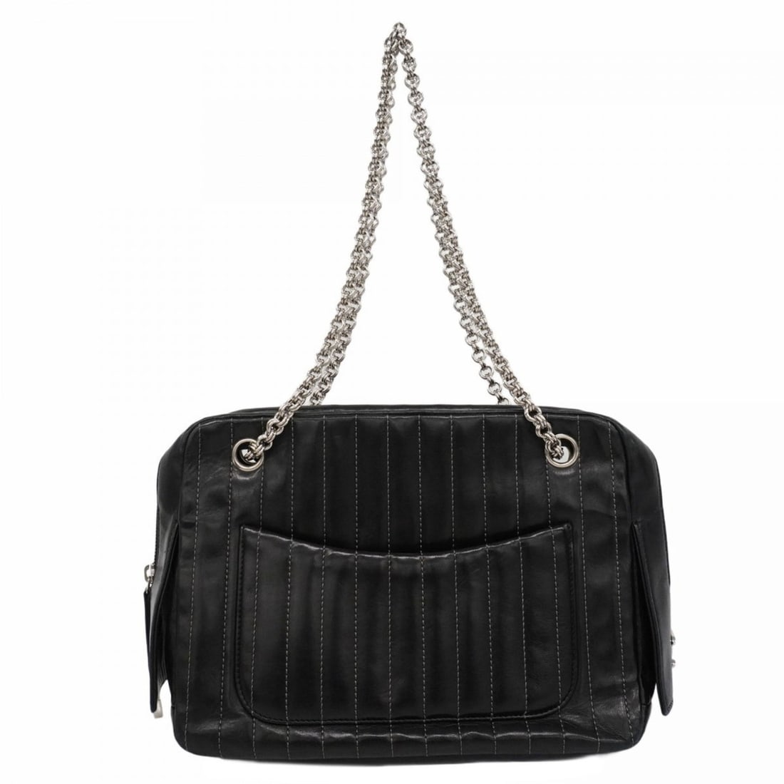 Chanel Mademoiselle Shoulder Bag, Chain Lambskin, Black, Women's: --- Catalog ---Category: SizeSize (HxWxD): 19.5cm x 26.5cm x 9cm / 7.67'' x 10.43'' x 3.54''Category: DesignType: Shoulder bagColor: BlackGender: WomenMaterial: Leather Hardware Color: SilverLeather/F