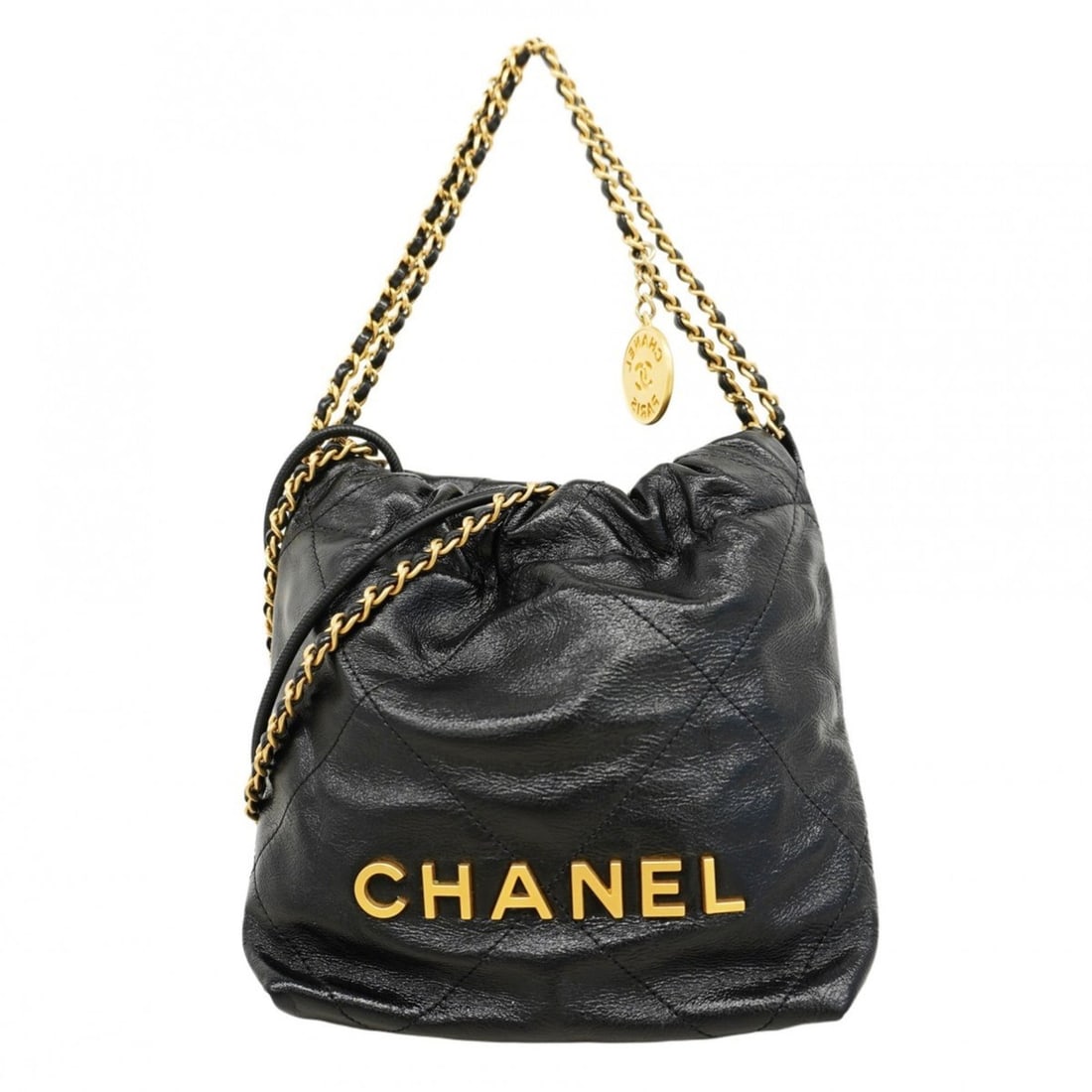 Chanel Shoulder Bag Chain 22 Calfskin Black Women's (1 of 12)
