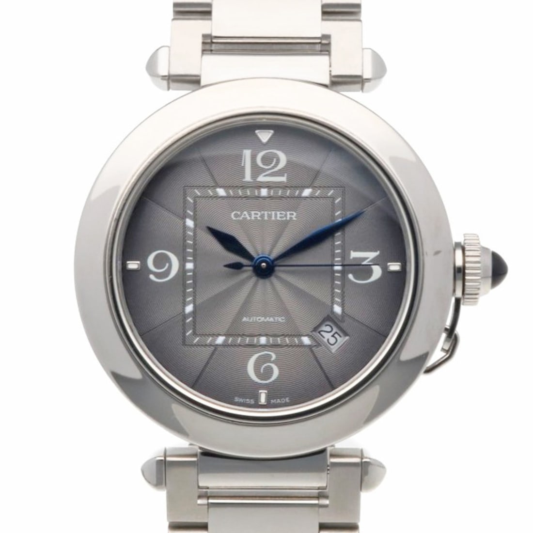 Cartier Pasha de watch, stainless steel, WSPA0026, automatic, overhauled and polished, men's,: --- Catalog ---Category: SizeWrist Size: 19cm / 7.48''Case Diameter: 41mm / 1.61''Category: DesignType: WristwatchGender: MenColor (Dial): GrayMaterial (Band): Stainless steelMaterial (Case): Stainles